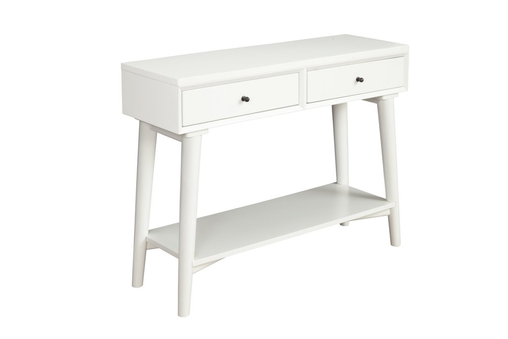 42" White Solid Wood Console Table With Shelves And Drawers HomeRoots