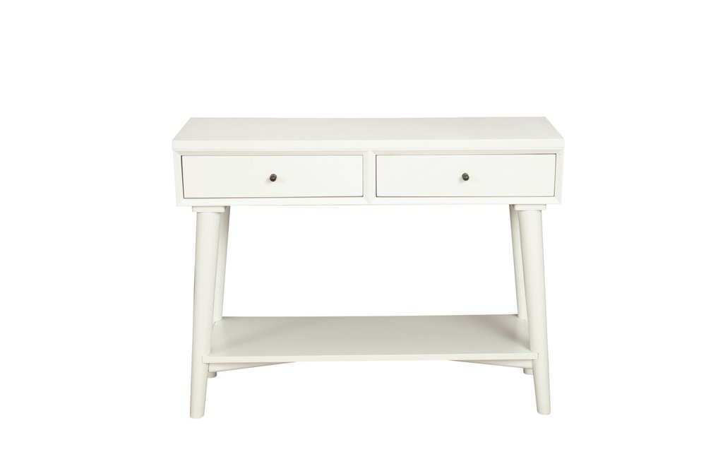 42" White Solid Wood Console Table With Shelves And Drawers HomeRoots