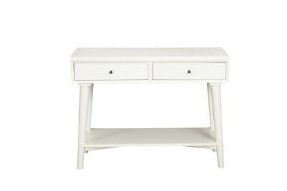 42" White Solid Wood Console Table With Shelves And Drawers HomeRoots
