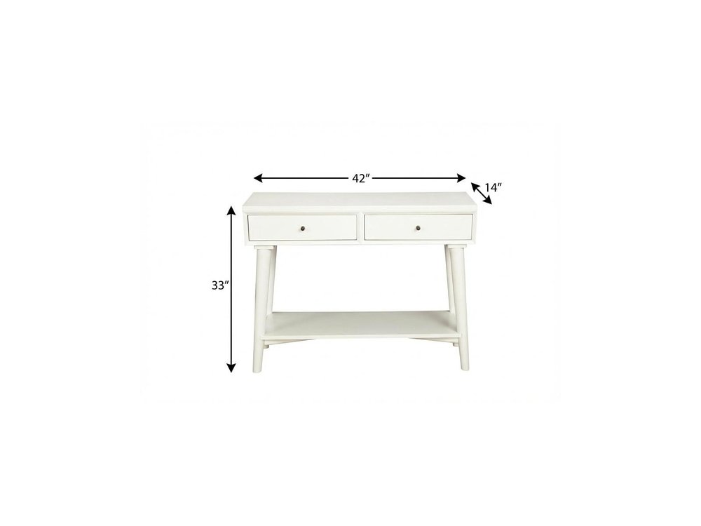 42" White Solid Wood Console Table With Shelves And Drawers HomeRoots