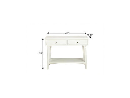 42" White Solid Wood Console Table With Shelves And Drawers HomeRoots