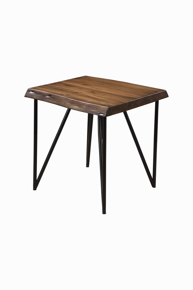 24" Black And Wood Brown Solid Wood End Table — view 1