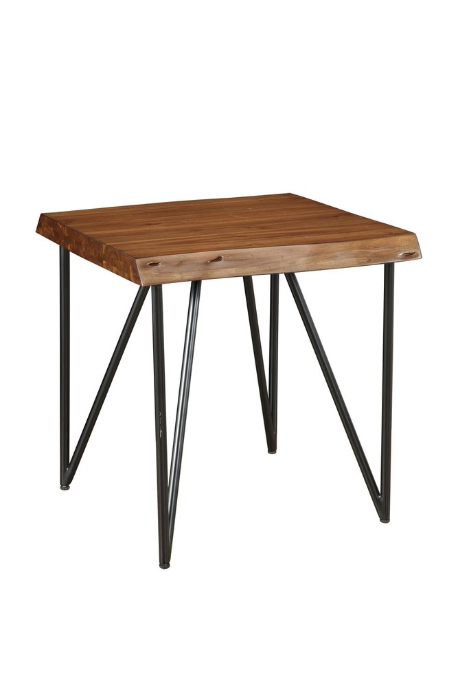 24" Black And Wood Brown Solid Wood End Table — view 2