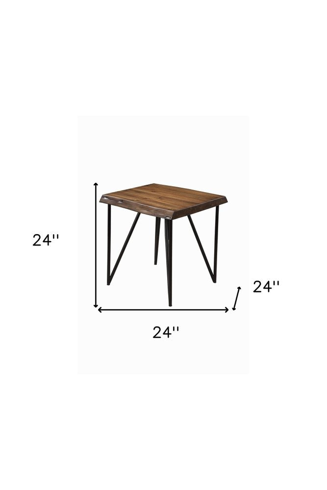 24" Black And Wood Brown Solid Wood End Table HomeRoots