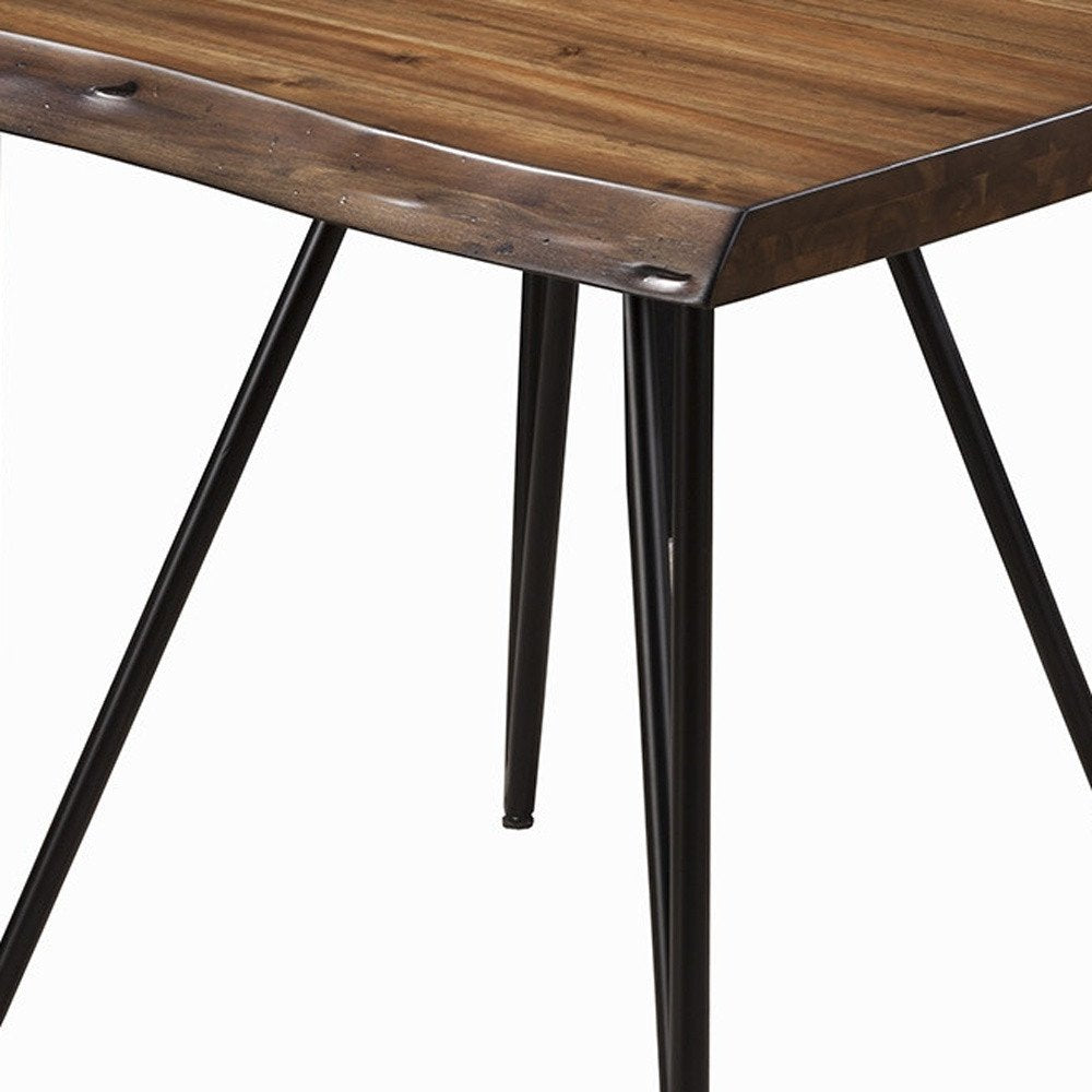 24" Black And Wood Brown Solid Wood End Table — view 3