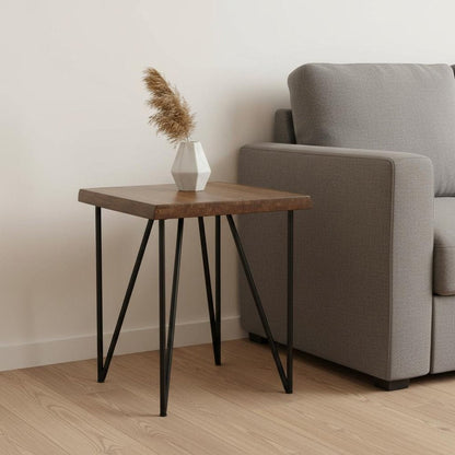 24" Black And Wood Brown Solid Wood End Table HomeRoots