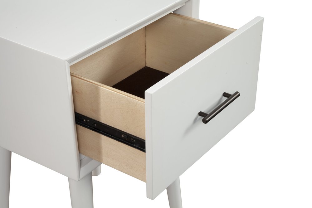 27" White Wood End Table With Drawer HomeRoots