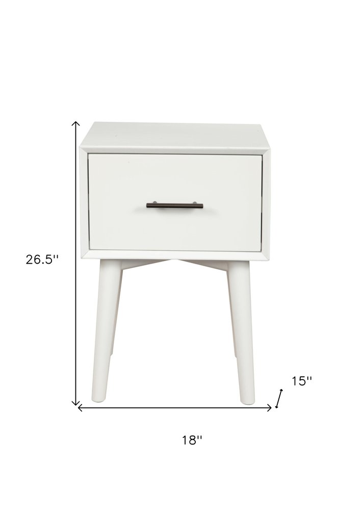 27" White Wood End Table With Drawer HomeRoots