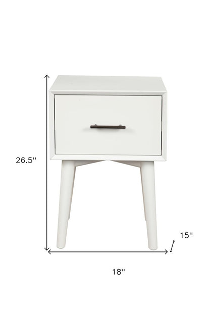 27" White Wood End Table With Drawer HomeRoots