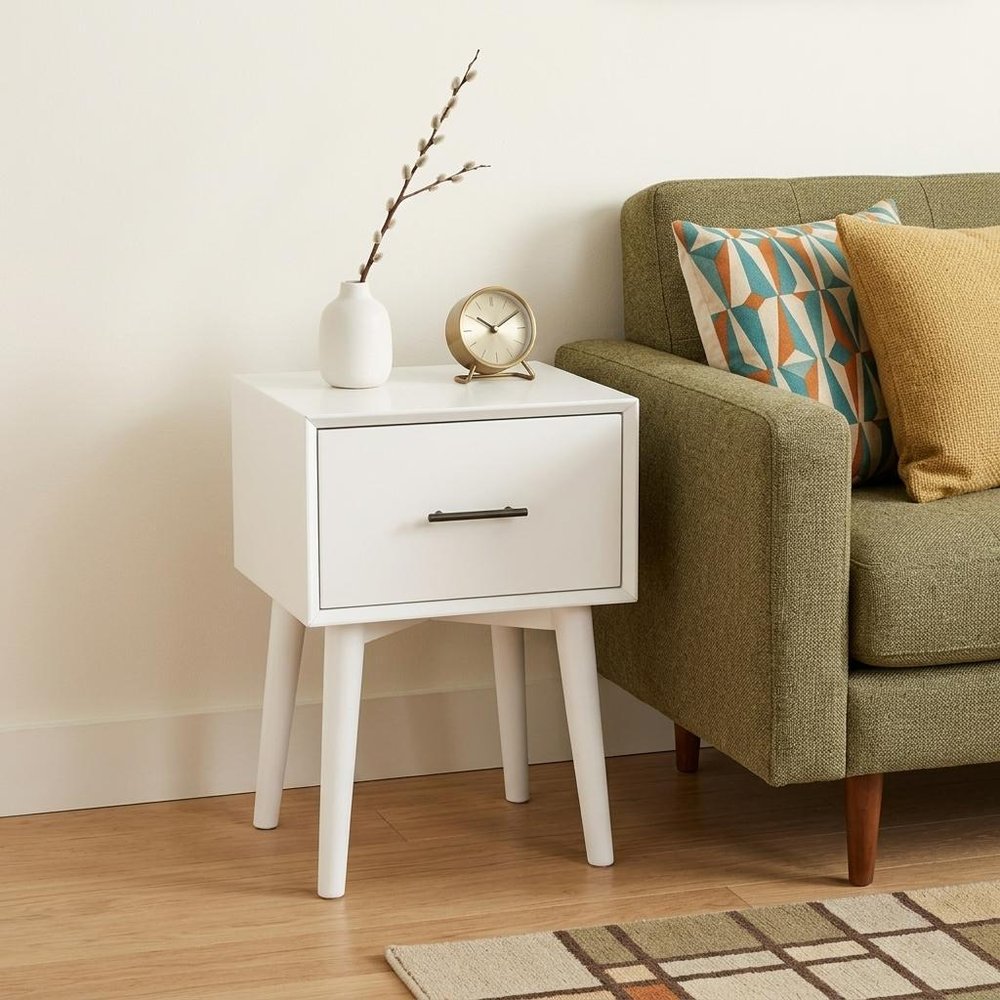 27" White Wood End Table With Drawer — view 5