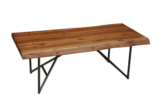 50" Brown And Black Solid Wood And Metal Coffee Table HomeRoots
