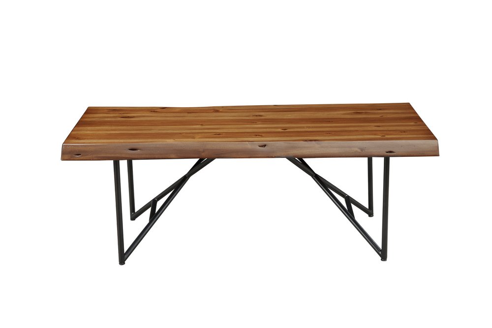 50" Brown And Black Solid Wood And Metal Coffee Table HomeRoots