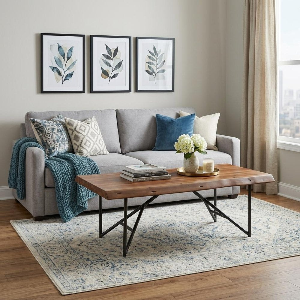 50" Brown And Black Solid Wood And Metal Coffee Table HomeRoots
