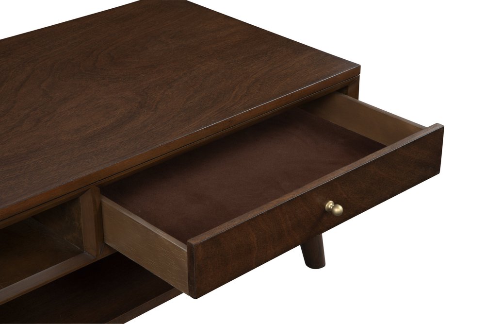 48" Brown Solid And Manufactured Wood Coffee Table With Drawer HomeRoots