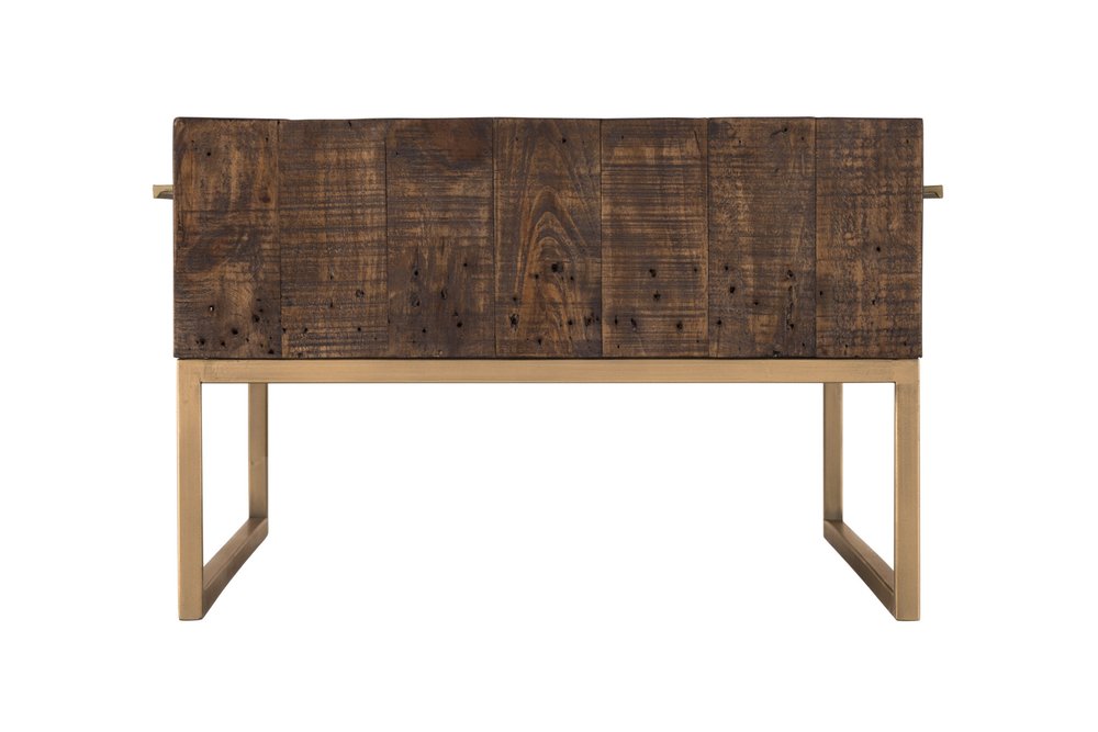 47" Dark Brown And Gold Metal Coffee Table With Drawer HomeRoots