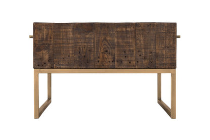 47" Dark Brown And Gold Metal Coffee Table With Drawer HomeRoots