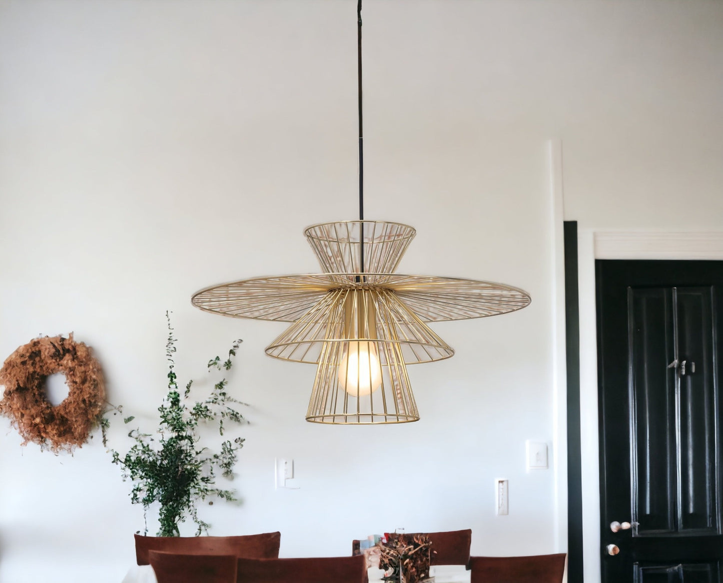 Gold Caged Geometric Metal Hanging Ceiling Light