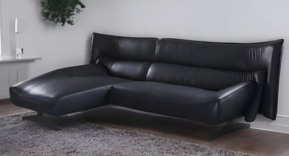 Dark Gray Top Grain Leather L Shaped Two Piece Sofa and Chaise Sectional HomeRoots