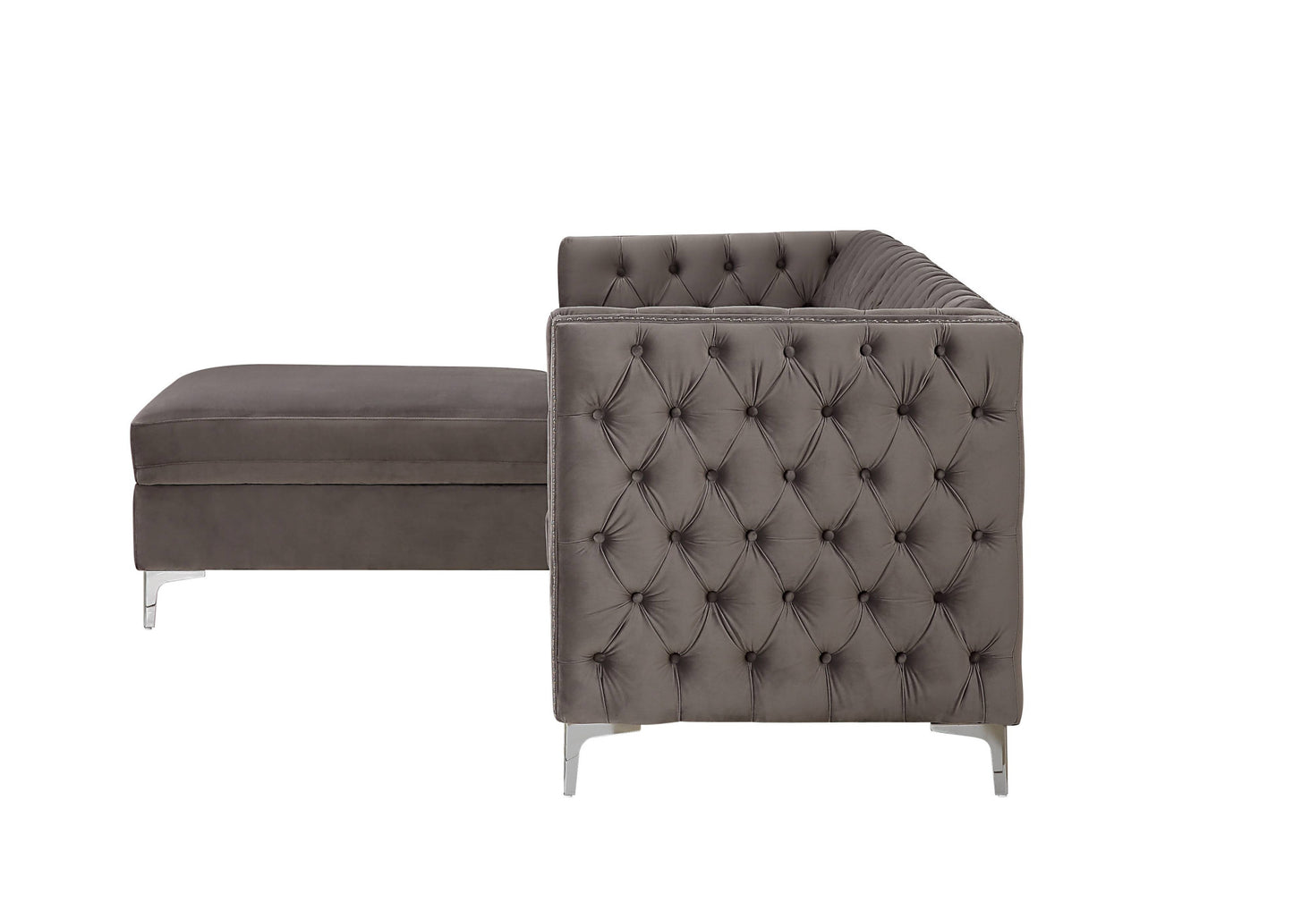 Gray Velvet L Shaped Seating Component