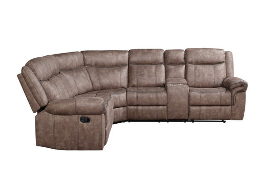 Chocolate Velvet Reclining L Shaped Six Piece Corner Sectional With Console HomeRoots