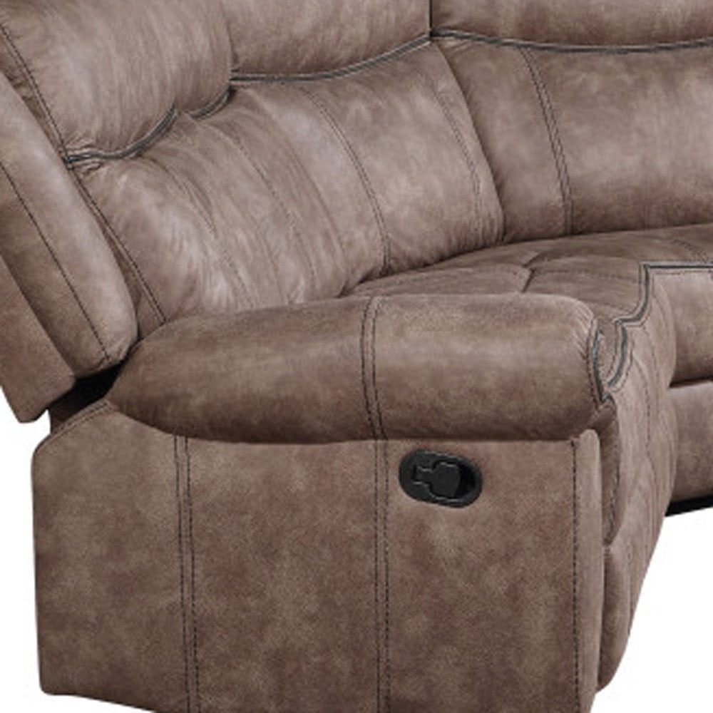 Chocolate Velvet Reclining L Shaped Six Piece Corner Sectional With Console HomeRoots