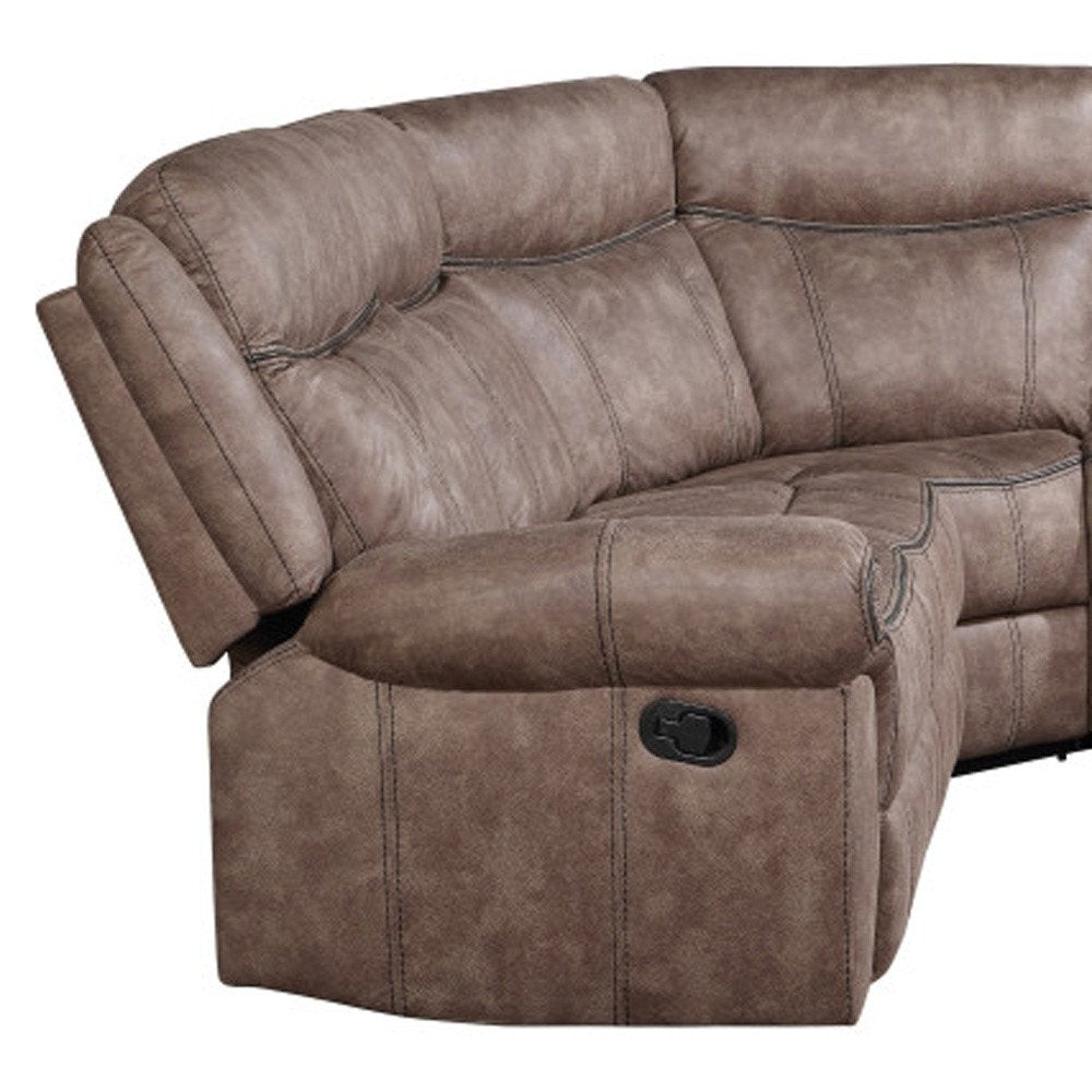 Chocolate Velvet Reclining L Shaped Six Piece Corner Sectional With Console HomeRoots