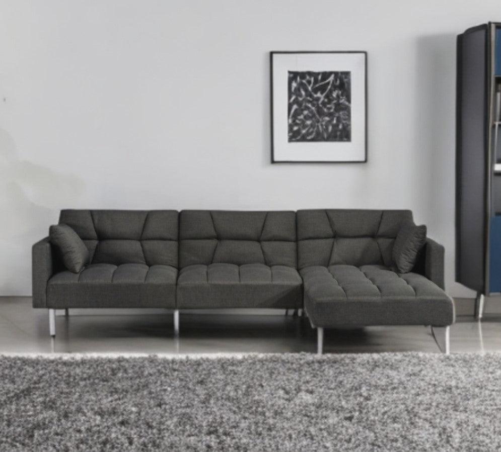 Gray 100% Polyester L Shaped Two Piece Sofa and Chaise - FurniFindUSA