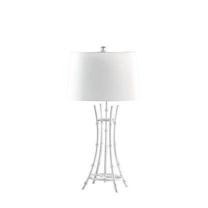 29" Silver Bamboo Design Table Lamp With Off White Drum Shade HomeRoots