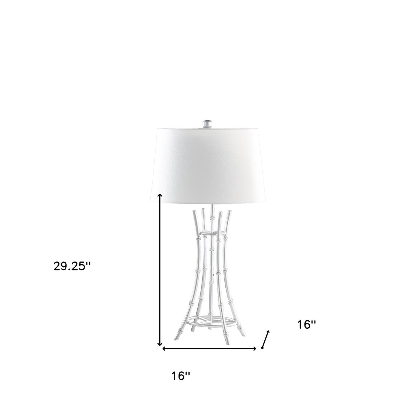 29" Silver Bamboo Design Table Lamp With Off White Drum Shade