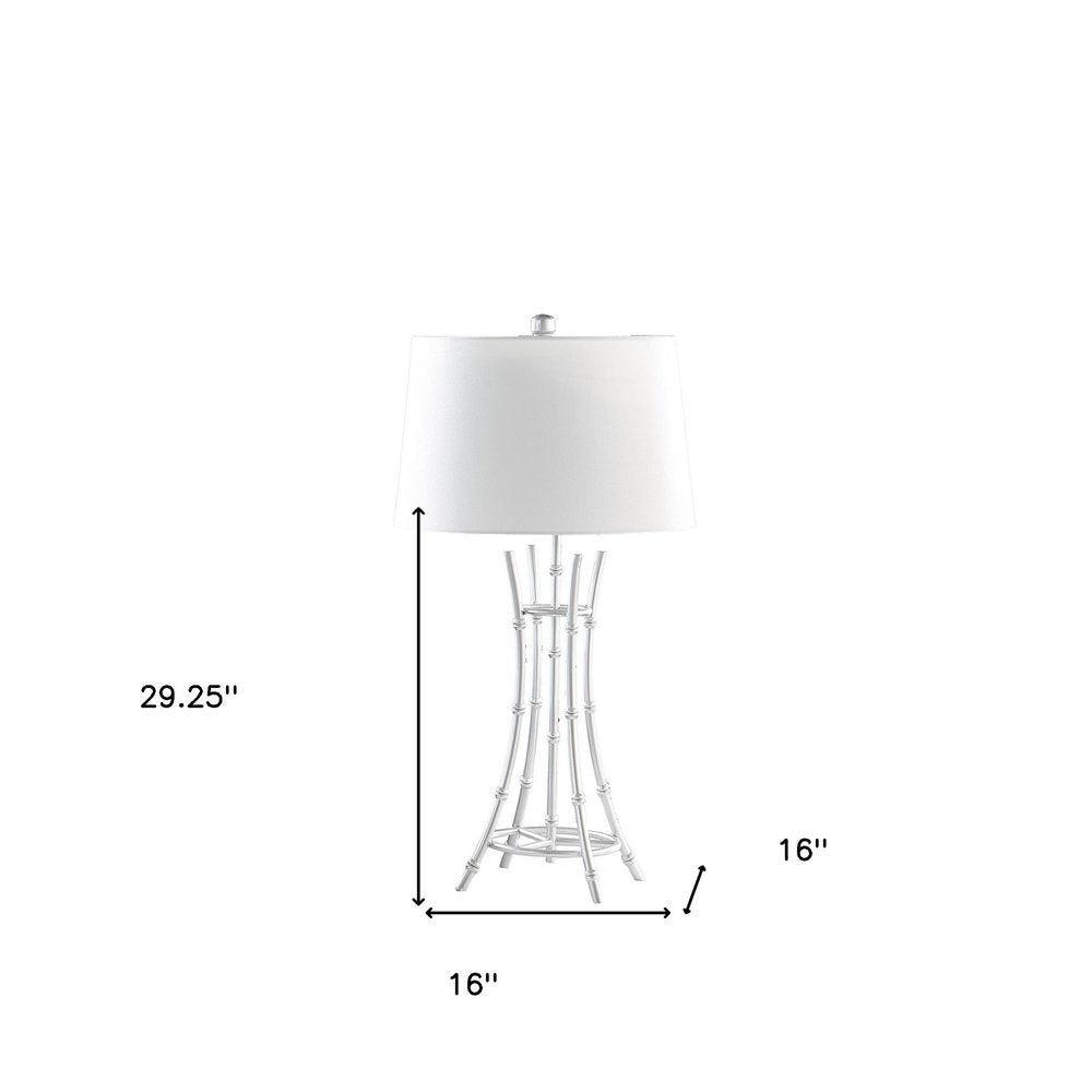 29" Silver Bamboo Design Table Lamp With Off White Drum Shade — view 3