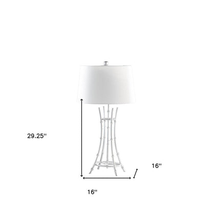 29" Silver Bamboo Design Table Lamp With Off White Drum Shade HomeRoots