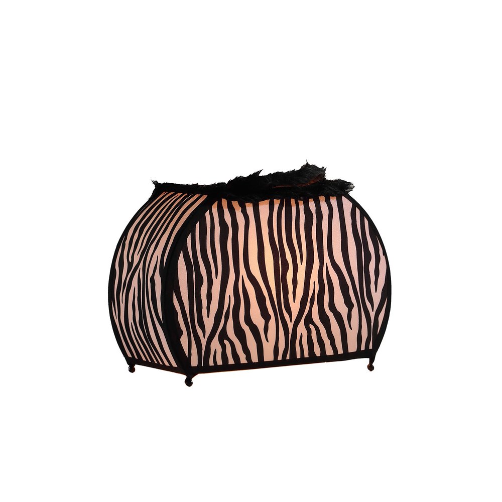 12" Black And White Funky Zebra Pattern Novelty Table Lamp HomeRoots