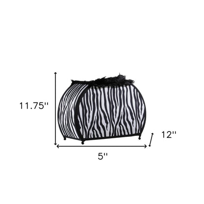 12" Black And White Funky Zebra Pattern Novelty Table Lamp HomeRoots