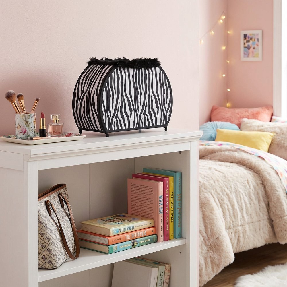 12" Black And White Funky Zebra Pattern Novelty Table Lamp HomeRoots