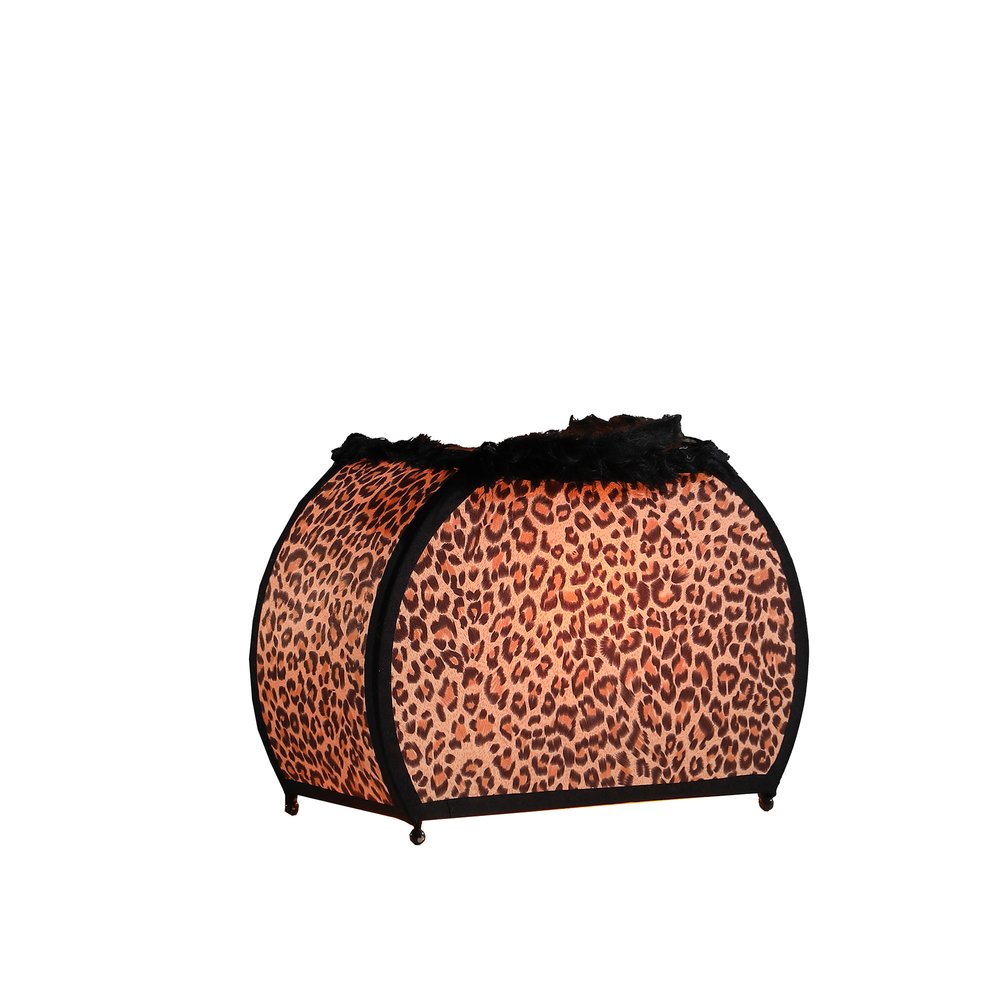 12" Brown and White Funky Leopard Pattern Novelty Table Lamp — view 2