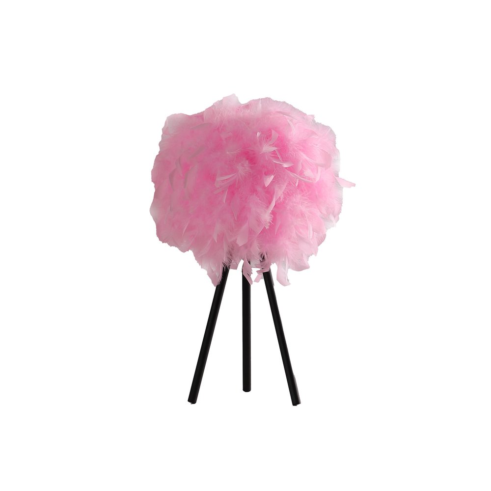 21" Black And White Faux Feather Tripod Table Lamp — view 1