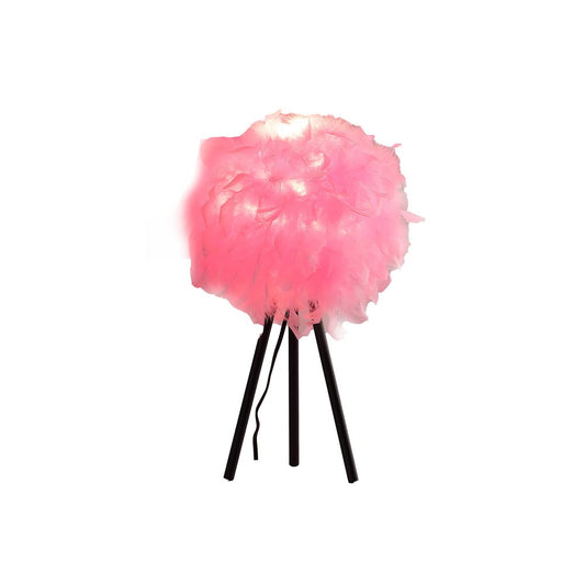 21" Black And White Faux Feather Tripod Table Lamp HomeRoots