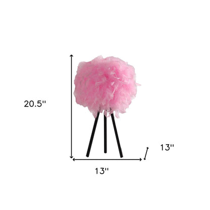 21" Black And White Faux Feather Tripod Table Lamp HomeRoots