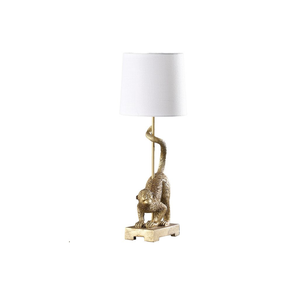 24" Gold Monkey Table Lamp With White Drum Shade — view 1