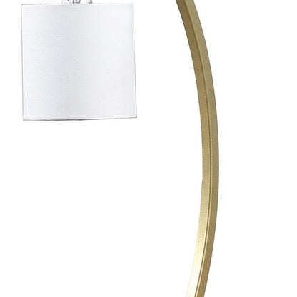29" Gold Metal Two Light Arched Table Lamp With White Drum Shade HomeRoots