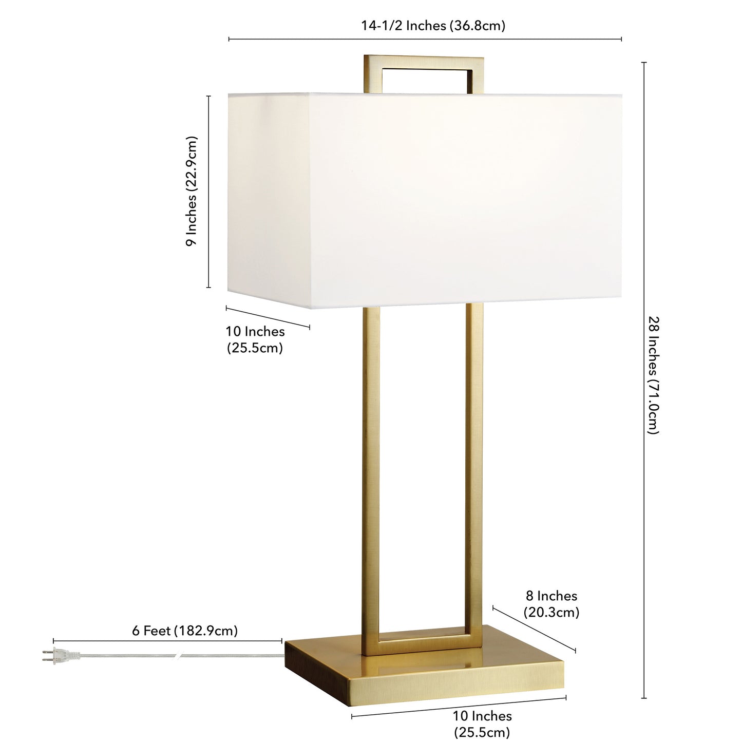 28" Brass Metal Table Lamp With White Shade