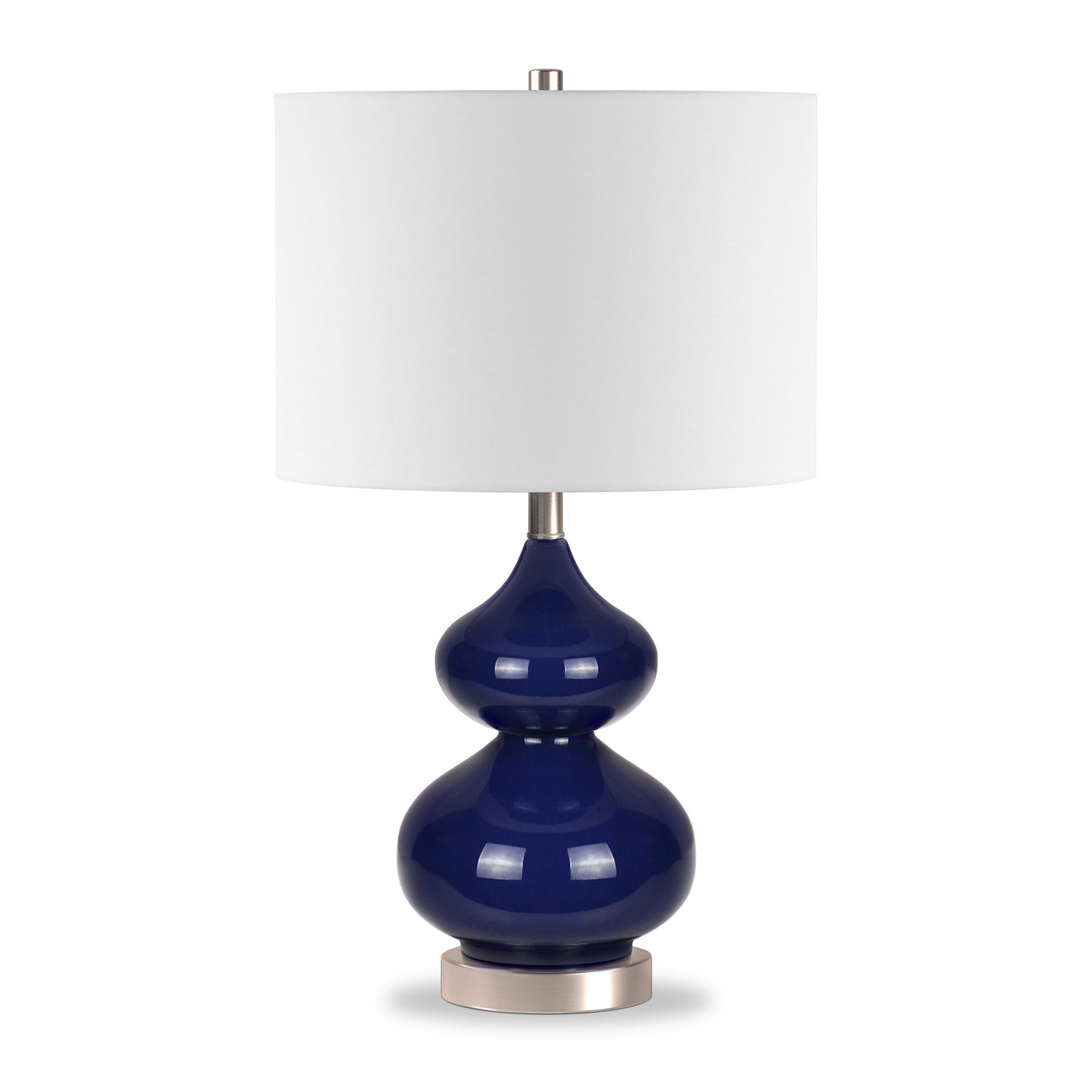 23" Blue and Silver Glass Table Lamp With White Drum Shade