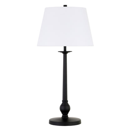 28" Black Metal Table Lamp With White Empire Shade