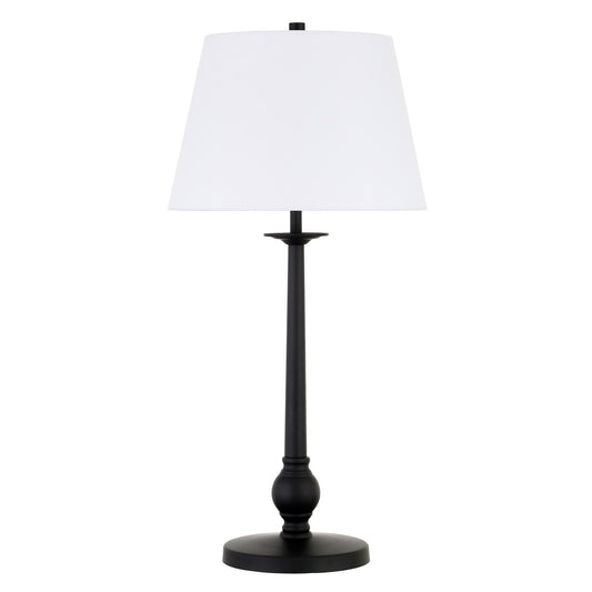 28" Black Metal Table Lamp With White Empire Shade