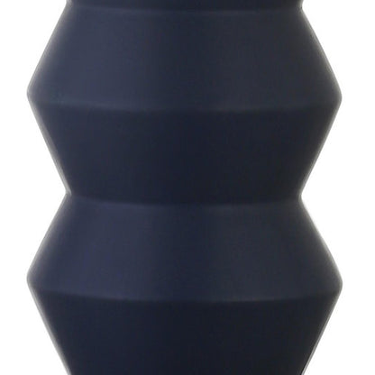 28" Navy Blue Geometric Table Lamp With Drum Shade HomeRoots