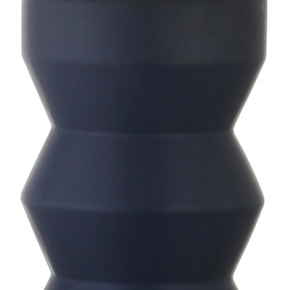 28" Navy Blue Geometric Table Lamp With Drum Shade HomeRoots