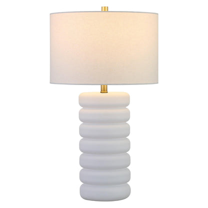 25" White Ceramic Table Lamp With White Drum Shade - FurniFindUSA