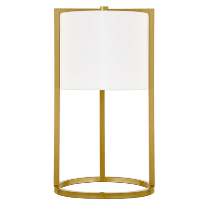 22" Brass Metal Table Lamp With White Drum Shade