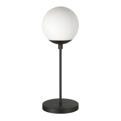 21" Black Metal Globe Table Lamp With Clear Globe Shade