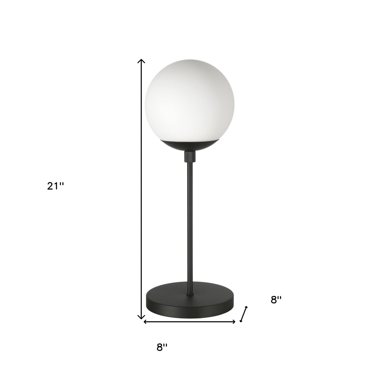 21" Black Metal Globe Table Lamp With Clear Globe Shade